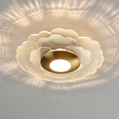 Modern Minimalist Round Flower Square Acrylic Metal LED Semi-Flush Mount Ceiling Light For Bedroom