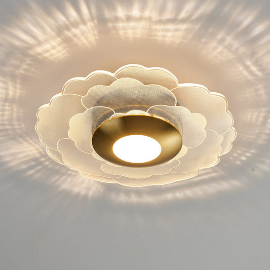 Modern Minimalist Round Flower Square Acrylic Metal LED Semi-Flush Mount Ceiling Light For Bedroom