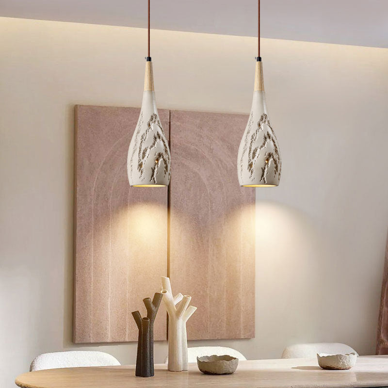 Contemporary Retro Conical High Mixed Clay 1-Light Pendant Light For Bedroom