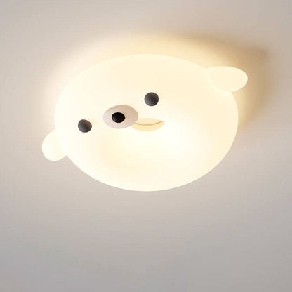 Adorable Cream Style Cartoon Seal LED Kids Flush Mount Ceiling Light