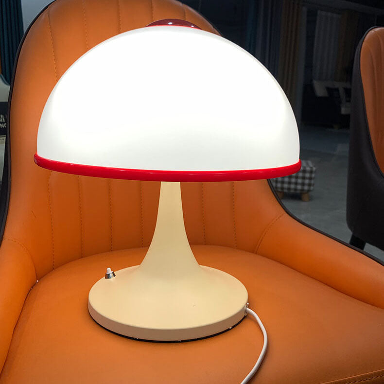 Modern Cream Mushroom Metal 1-Light Table Lamp