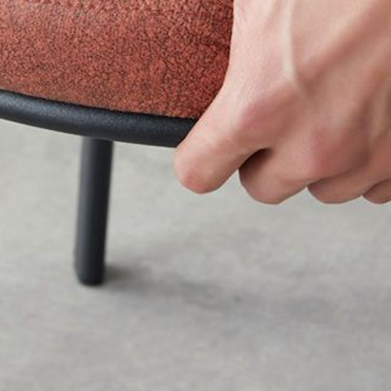 Contemporary Scandinavian Round Cushion Faux Leather Carbon Steel Dining Chair Backrest For Dining Room