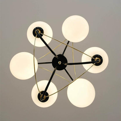 Traditional Vintage Irregular Twisted Orb Iron Glass 6-Light Chandelier For Living Room