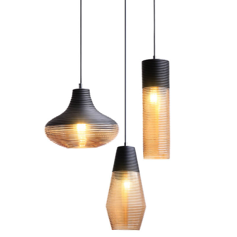 Modern Ribbed Glass 1 -Light Pendant Light