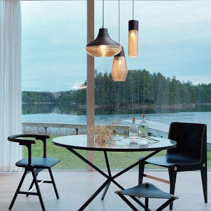 Modern Ribbed Glass 1 -Light Pendant Light