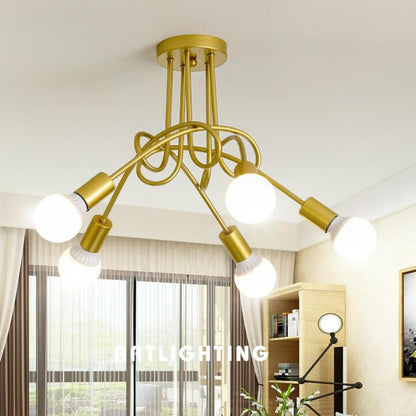 Wrought Iron 5-Light Iron Knotted Chandeliers