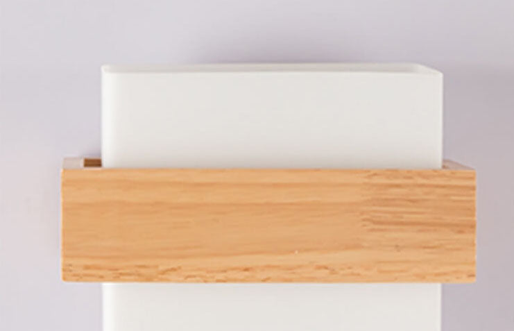 Modern Wooden Glass Square 1-Light Wall Sconce Lamp