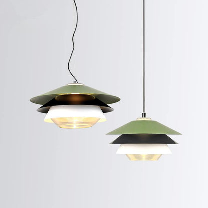北欧風のカラフルなレイヤードメタリック1灯LEDペンダントライト
