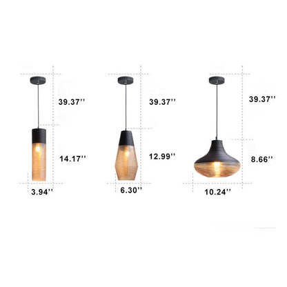Modern Ribbed Glass 1 -Light Pendant Light