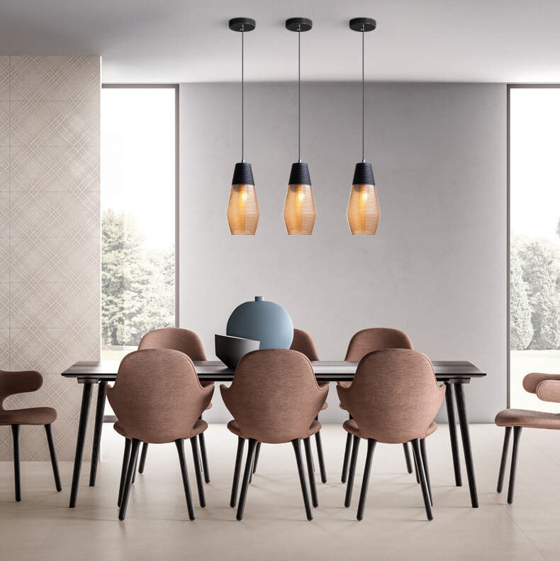 Modern Ribbed Glass 1 -Light Pendant Light