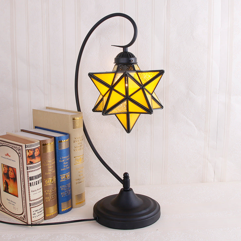 Contemporary Creative Pentagram Iron Glass 1-Light Table Lamp For Bedroom