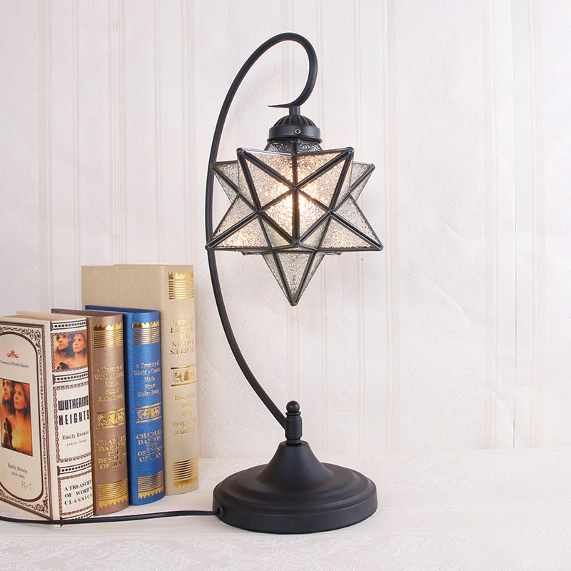 Contemporary Creative Pentagram Iron Glass 1-Light Table Lamp For Bedroom