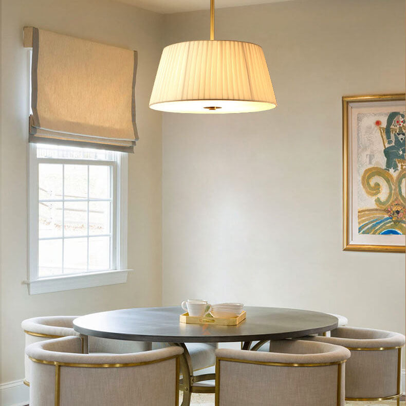 Modern Fabric 1-Light Drum Semi-Flush Mount Lighting