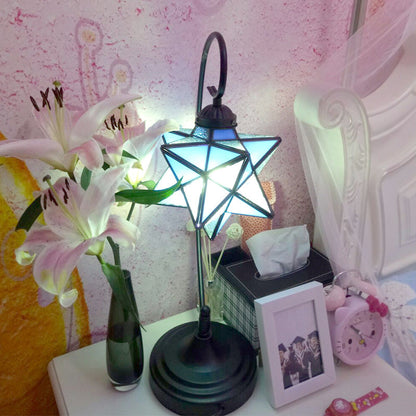 Contemporary Creative Pentagram Iron Glass 1-Light Table Lamp For Bedroom