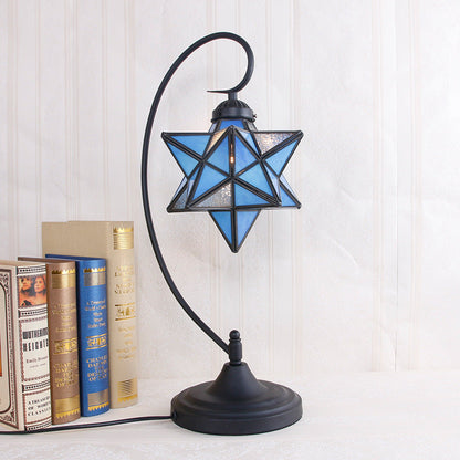 Contemporary Creative Pentagram Iron Glass 1-Light Table Lamp For Bedroom