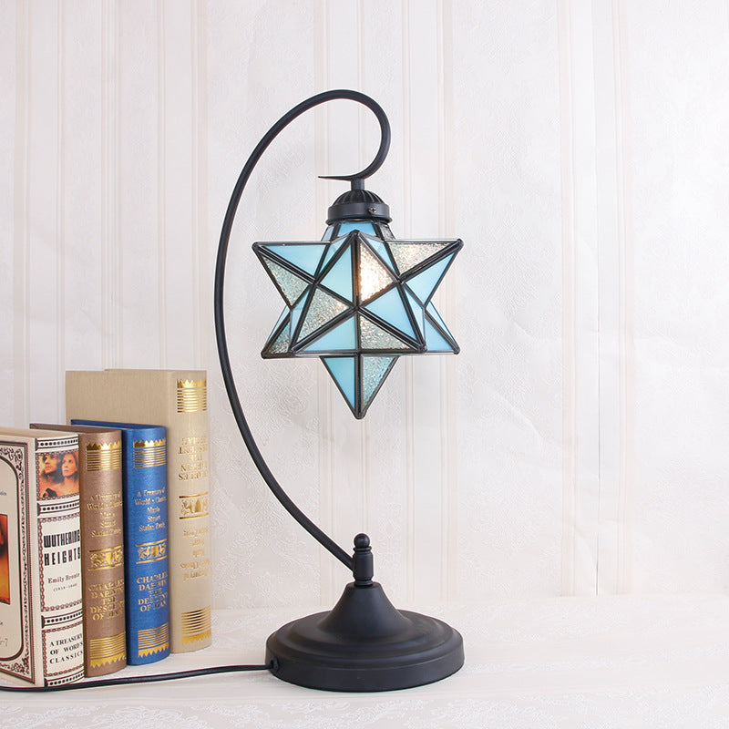 Contemporary Creative Pentagram Iron Glass 1-Light Table Lamp For Bedroom