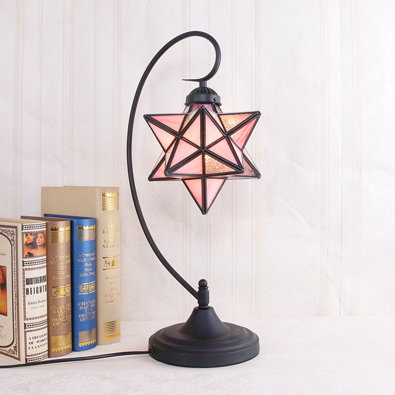 Contemporary Creative Pentagram Iron Glass 1-Light Table Lamp For Bedroom