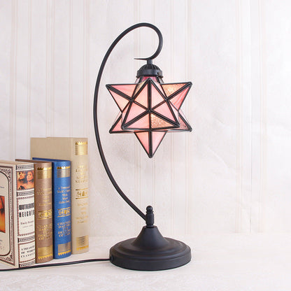 Contemporary Creative Pentagram Iron Glass 1-Light Table Lamp For Bedroom