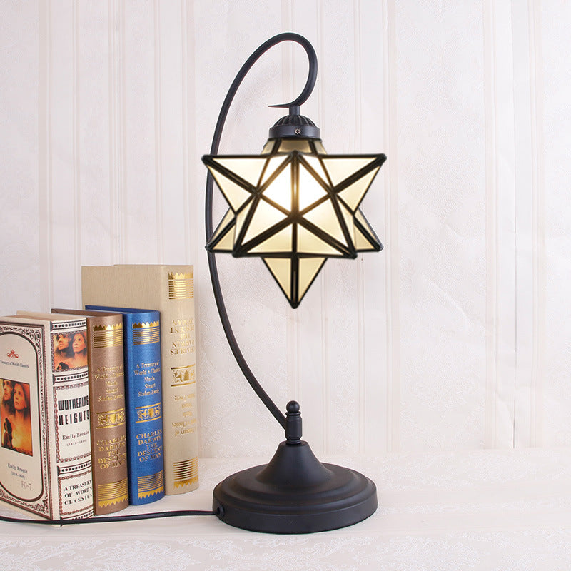 Contemporary Creative Pentagram Iron Glass 1-Light Table Lamp For Bedroom
