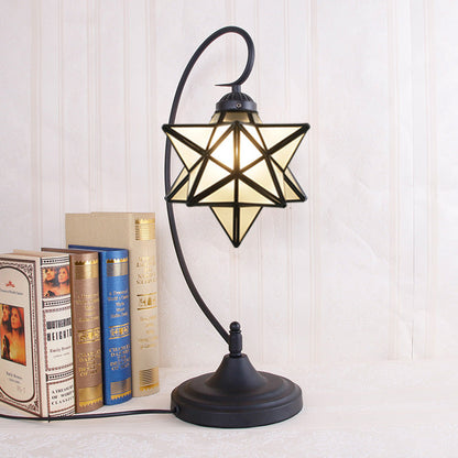 Contemporary Creative Pentagram Iron Glass 1-Light Table Lamp For Bedroom