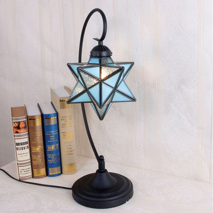 Contemporary Creative Pentagram Iron Glass 1-Light Table Lamp For Bedroom
