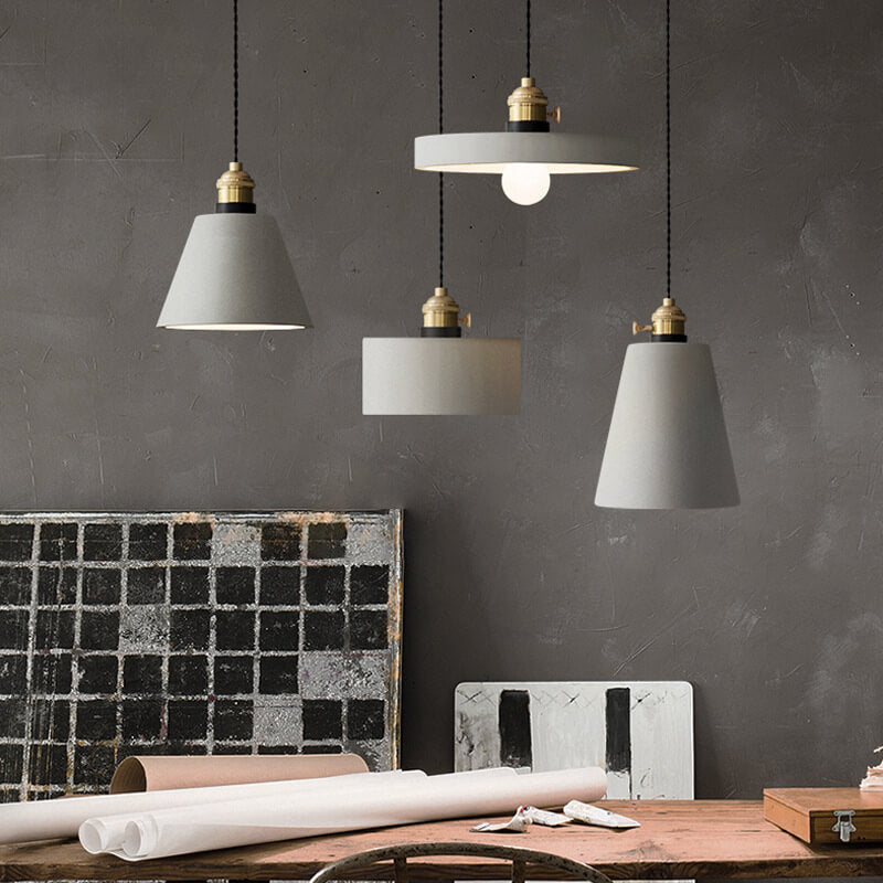 Cement 1-Light Dome Pendant Light 4 Design