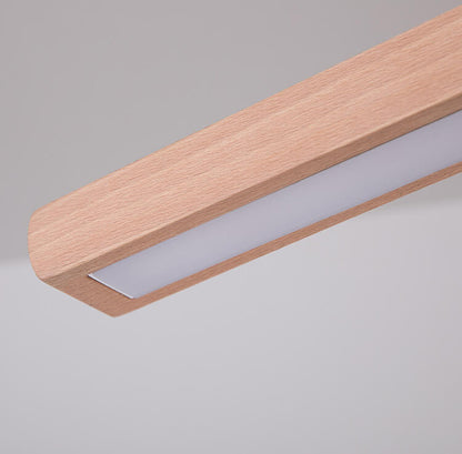 Modern Solid Wood Long Linear 1-Light LED Minimalist Pendant Light