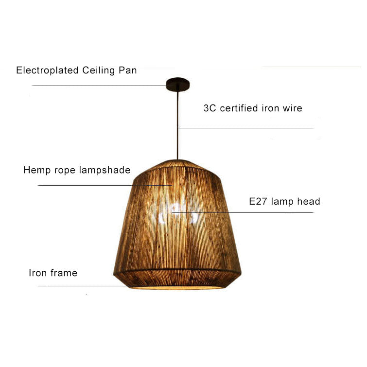 Hemp Rope Weaving 3-Light Barrel Pendant Light