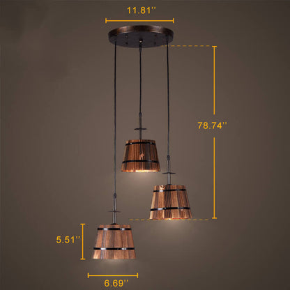 Rustic 3-Light Wooden Barrel Chandeliers