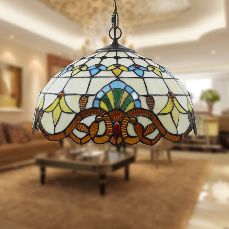 Tiffany Stained Glass 1-Light Bowl Shape Pendant Light