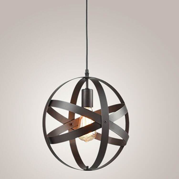 Wrought Iron 1-Light Globe Pendant Light