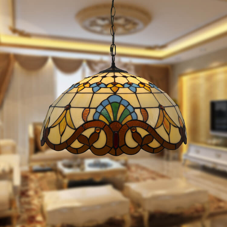 Tiffany Stained Glass 1-Light Bowl Shape Pendant Light