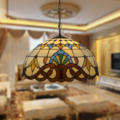 Tiffany Stained Glass 1-Light Bowl Shape Pendant Light