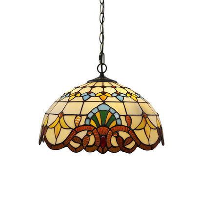 Tiffany Stained Glass 1-Light Bowl Shape Pendant Light