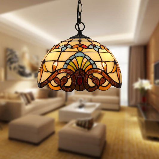 Tiffany Stained Glass 1-Light Bowl Shape Pendant Light