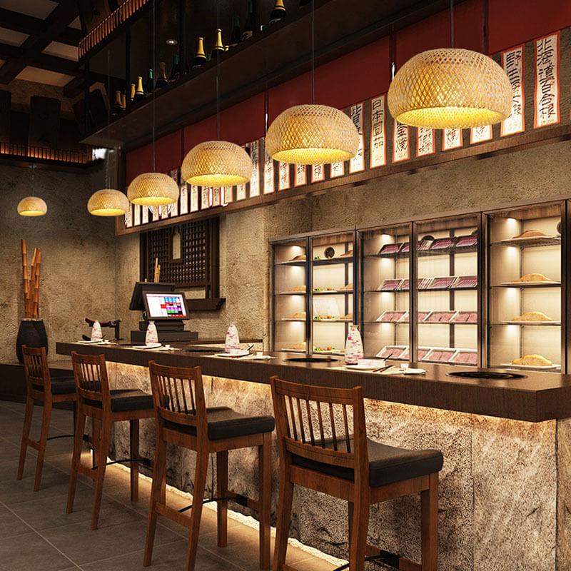Rattan 1-Light Single Dome Shaped Pendant Light