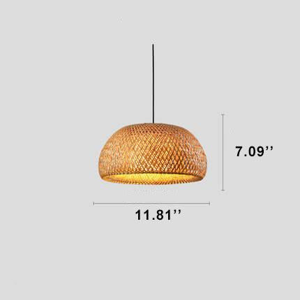 Rattan 1-Light Single Dome Shaped Pendant Light