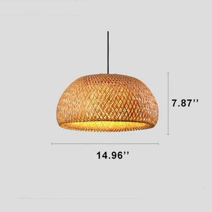 Rattan 1-Light Single Dome Shaped Pendant Light