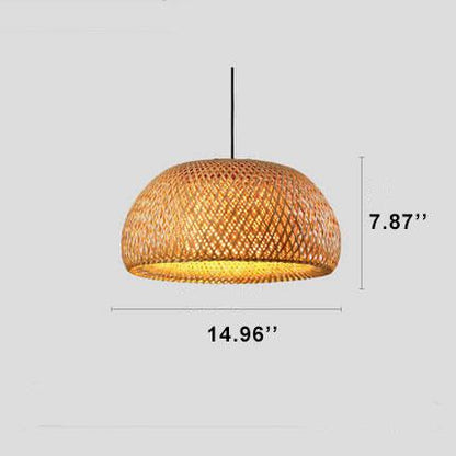 Rattan 1-Light Single Dome Shaped Pendant Light