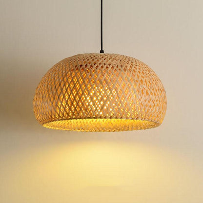 Rattan 1-Light Single Dome Shaped Pendant Light
