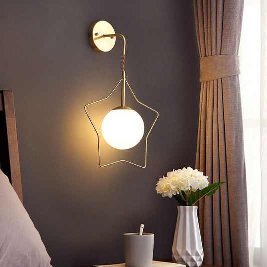 Pentagram Shape Glass Ball 1-Light Wall Sconce Lamp