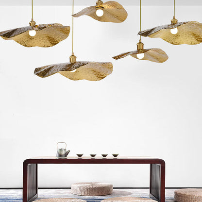 Modern Golden Bronze Color Lotus Leaf Shape 1-Light Pendant Light