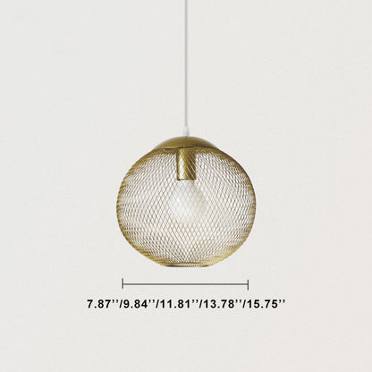 Industrial Golden Iron Mesh 1-Light Globe Pendant Light
