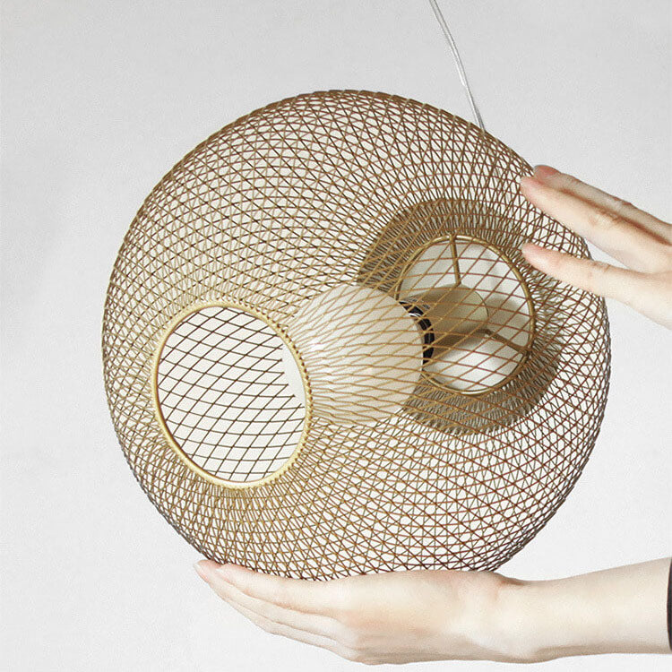 Industrial Golden Iron Mesh 1-Light Globe Pendant Light