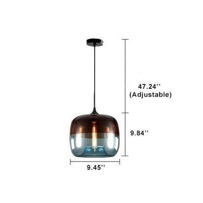 Retro Colorful Glass 1-Light Drum Pendant Light