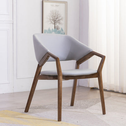 Contemporary Simplicity Square Artificial Leather Upholstered Wood Dining Chair Backrest Armrest For Dining Room