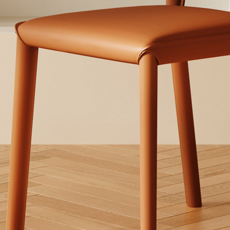 Contemporary Nordic Square Oval Faux Leather Carbon Steel Dining Chair Backrest For Dining Room