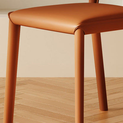 Contemporary Nordic Square Oval Faux Leather Carbon Steel Dining Chair Backrest For Dining Room