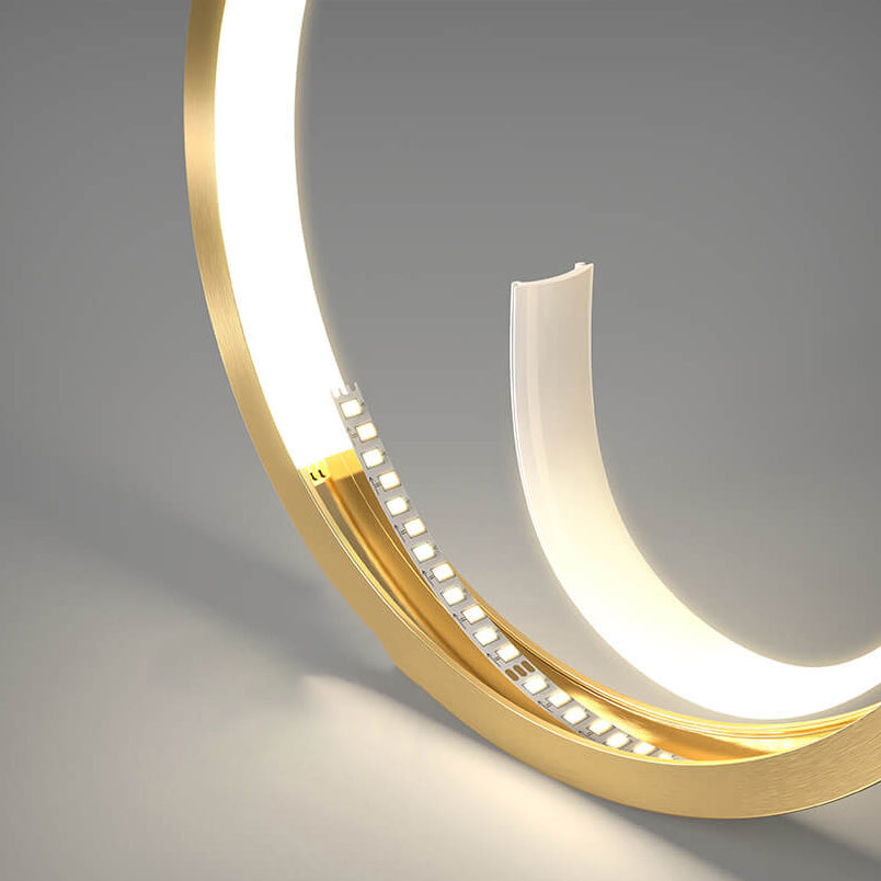 مروحة LED فاخرة بتصميم حلقة مزدوجة مثبتة على الحائط
