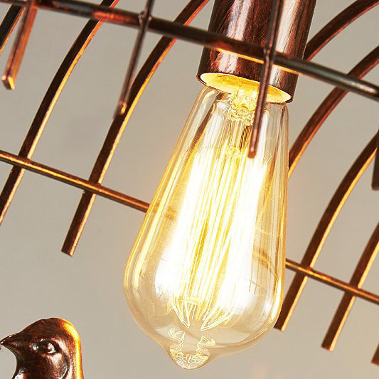 Contemporary Retro Cage Iron 1-Light Pendant Light For Dining Room